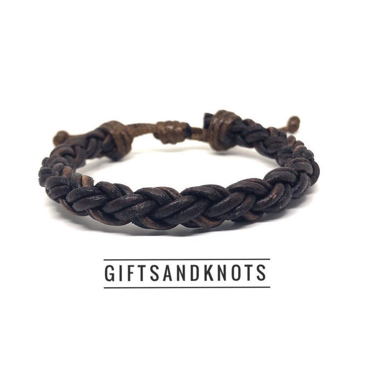 Thick Braid Leather Bracelet - Gifts&Knots