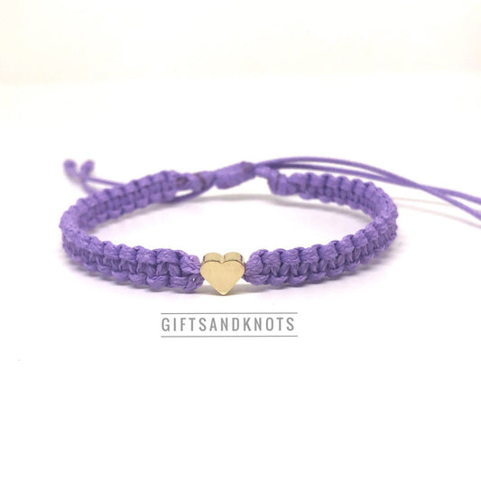 Heart Bracelet Purple Rope