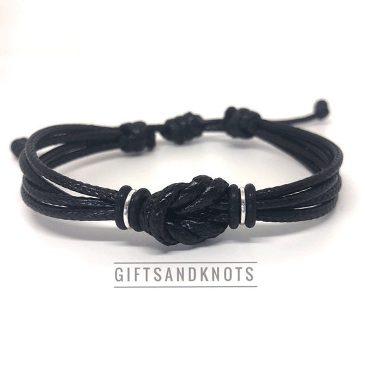 Celtic Knot Bracelet, Black Waterproof Bracelet, His and Hers, Adjustable Bracelet, Infinity Bracelet, Unisex, Family Bracelets