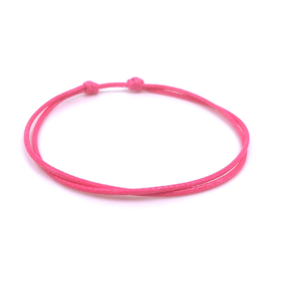 Skinny Bracelet Anklet, 1mm Neon Pink Cord, Unisex