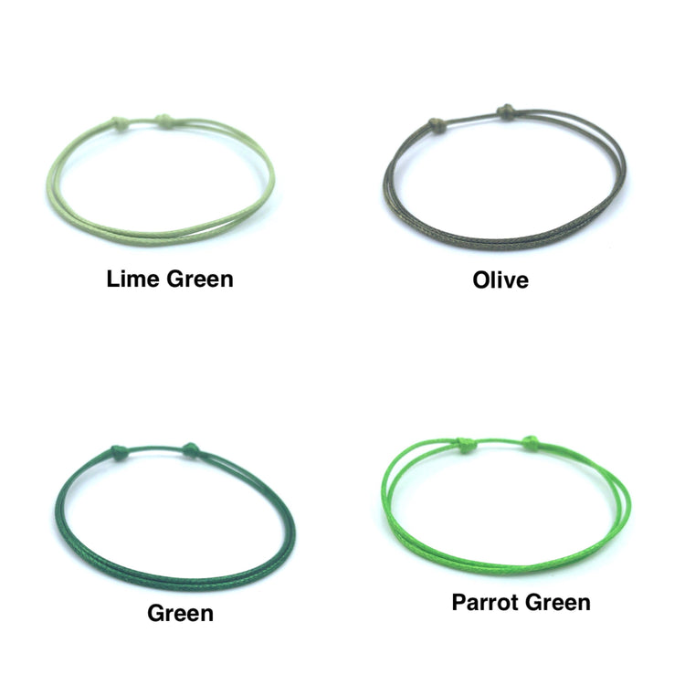 Green Shades Thin Anklet Bracelet, Green Colors, Unisex, Minimalist, Surf, Beach