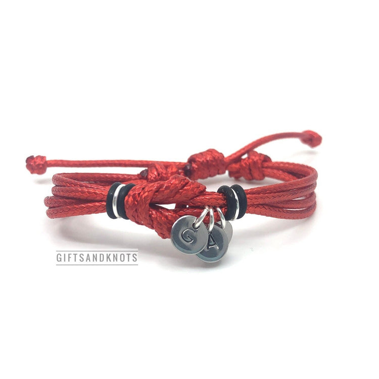 Personalized Celtic Knot Red Bracelet, Initials Waterproof Bracelet, Adjustable