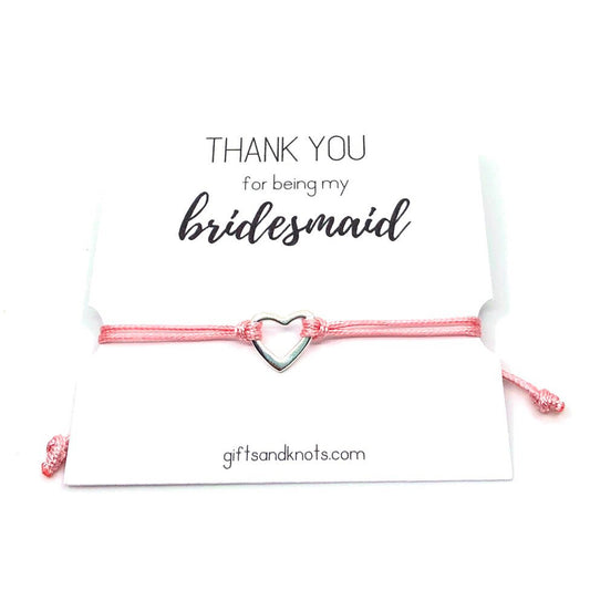 Bridesmaid Sterling Silver Heart Bracelet, Thank you For Being My Bridesmaid