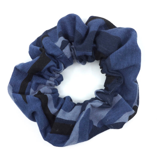 Blue Camo Scrunchie Fitness Blue Hair Accesories Gift for Her