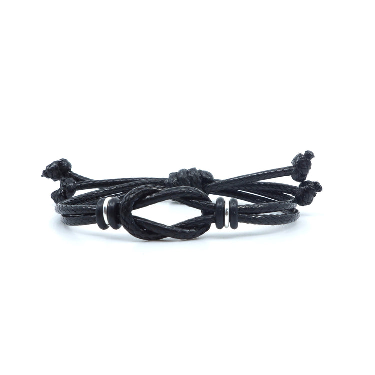 Celtic Knot Bracelet, Black Waxed Cord Bracelet, Boys Bracelet, Adjustable Bracelet, Infinity Bracelet, Unisex, Family Bracelets