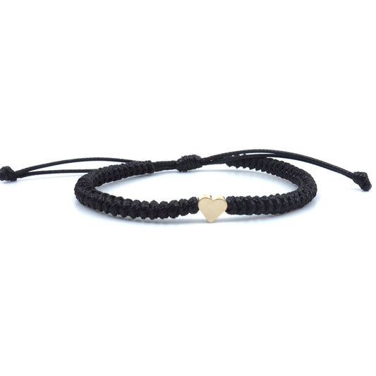 Heart Bracelet Black Braided