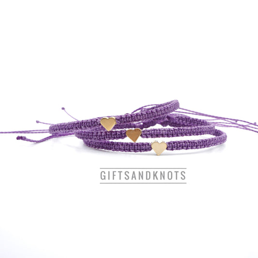 Family Purple Heart Matching Bracelets