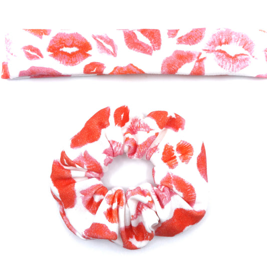 Red Lips Scrunchie Headband Hair Accesories