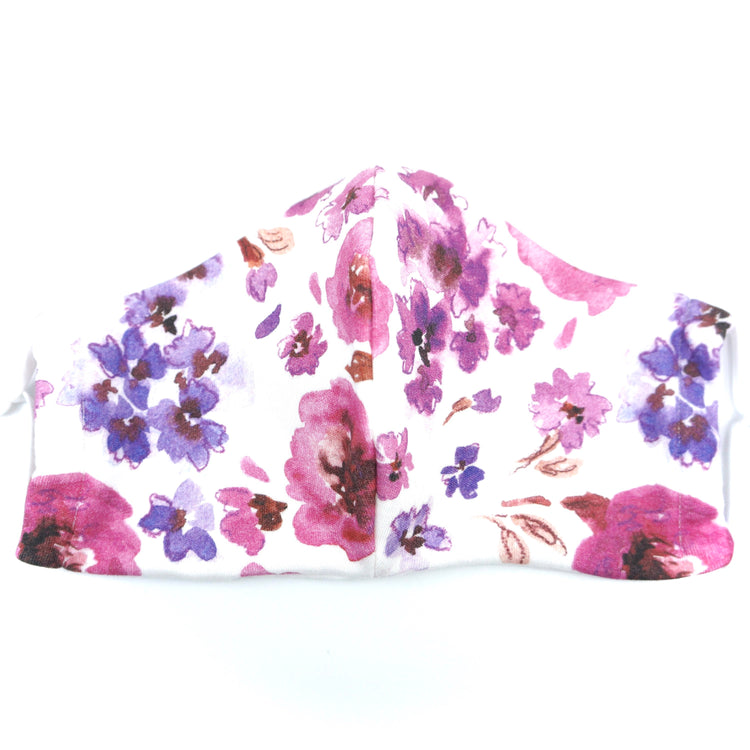 Purple Floral Nature Colorful Face Mask Lavender Magenta Organic Knit Cotton Adult Child
