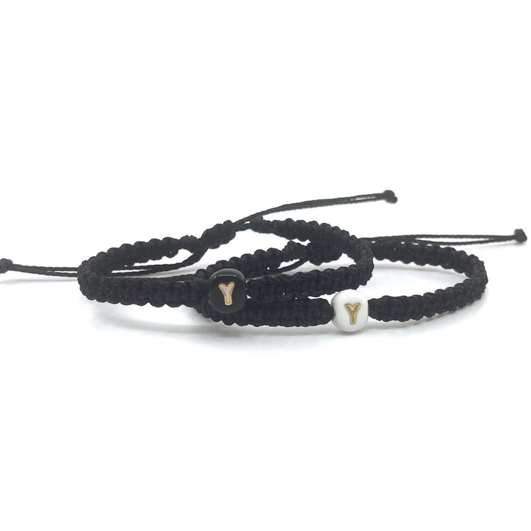 Couple Initials Bracelets Black and White Initials