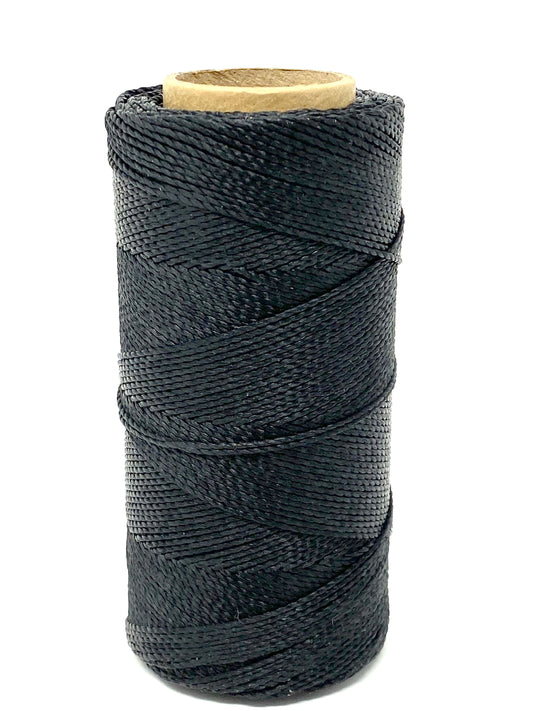 Linhasita Waxed Cord 1 mm Black Macrame PE-4/100G TEX 595 COR Preto 168 Meters