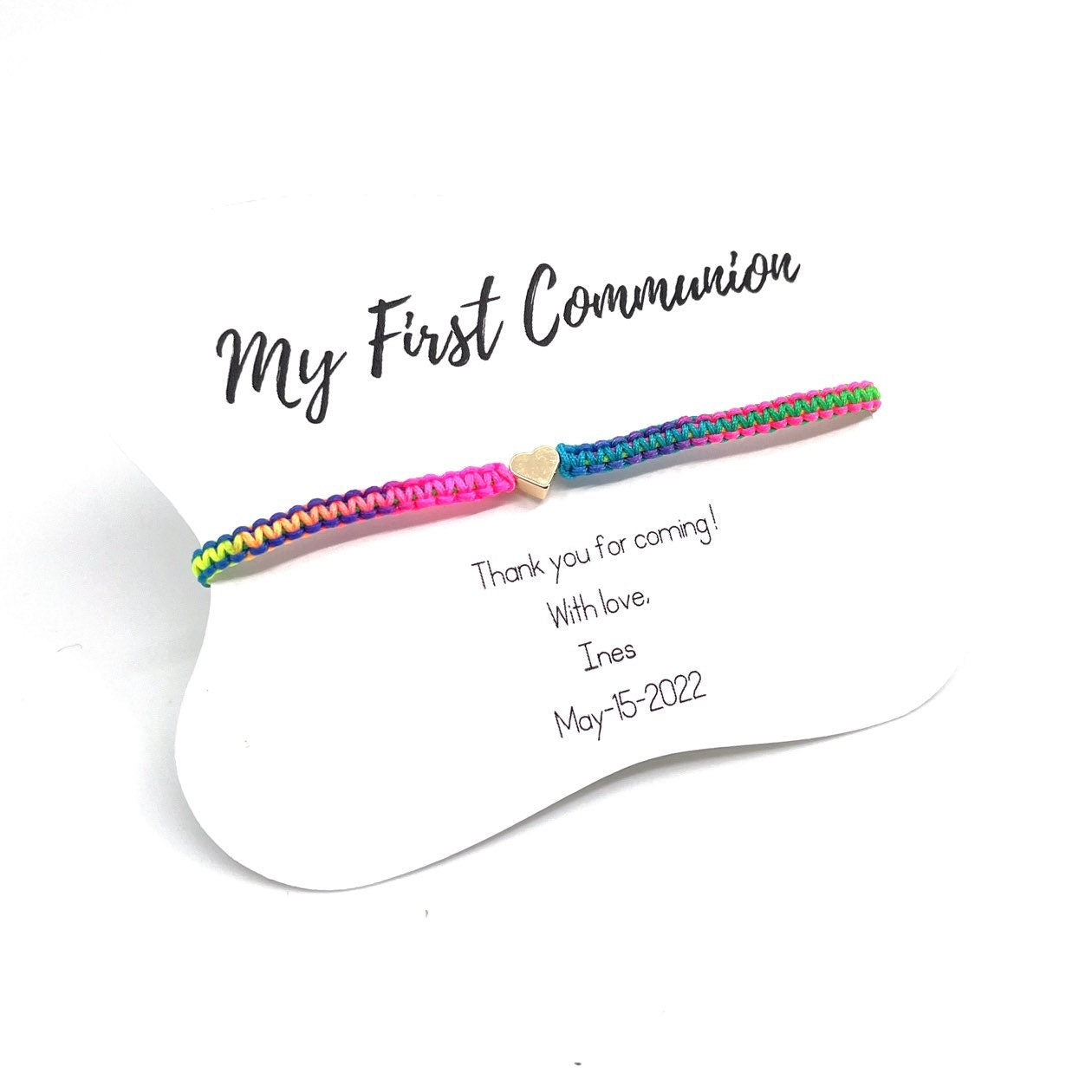 My First Communion Favors Gold Plated Heart Colorful Bracelet