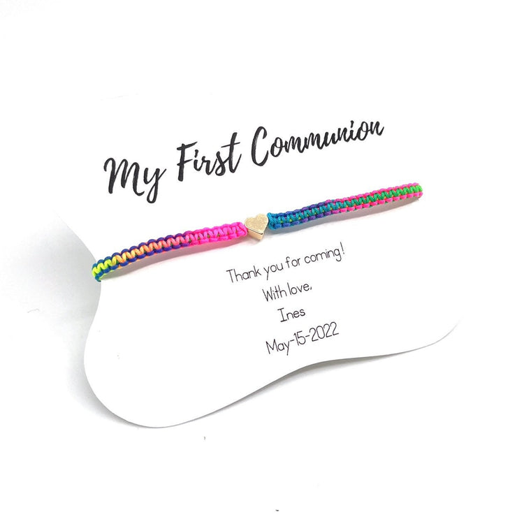 My First Communion Favors Gold Plated Heart Colorful Bracelet