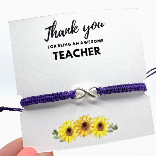 Teacher Appreciation Gift Sterling Silver Purple Bracelet