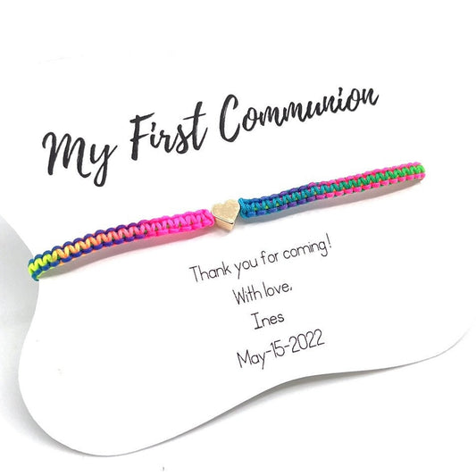 My First Communion Favors Gold Plated Heart Colorful Bracelet