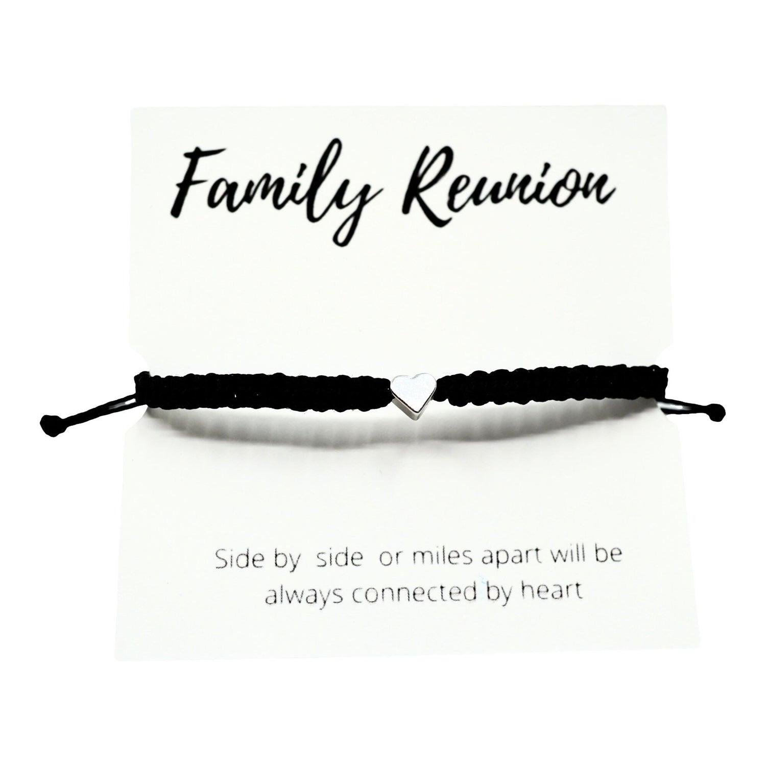 Family Reunion Silver Plated Heart Black Matching Bracelet