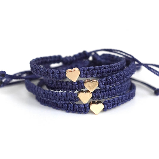 Family Gold Heart Blue Matching Bracelets
