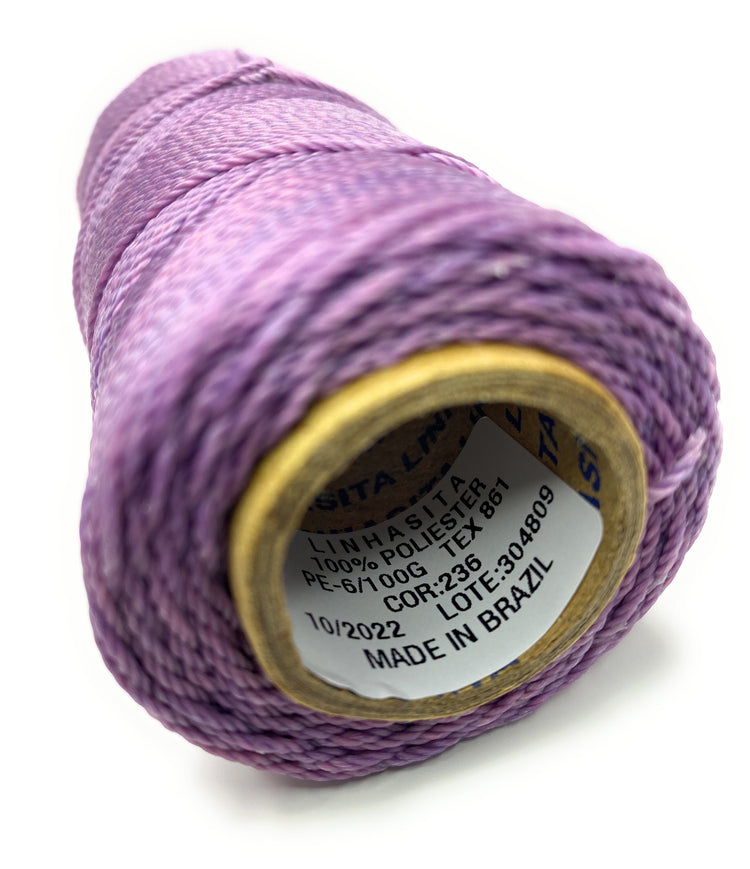 Linhasita Waxed Cord 1.5 mm Lilac Lavender Light Purple Macrame PE-6/100G TEX 861 COR 236 116 Meters