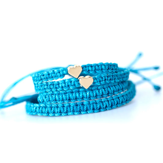 Family Gold Heart Turquoise Matching Bracelets Christmas Gift