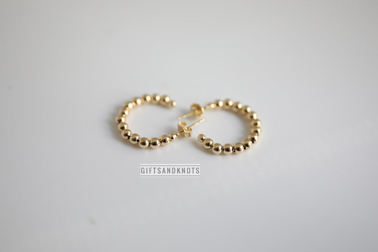 Gold Plated Small Beaded Hoop Earrings