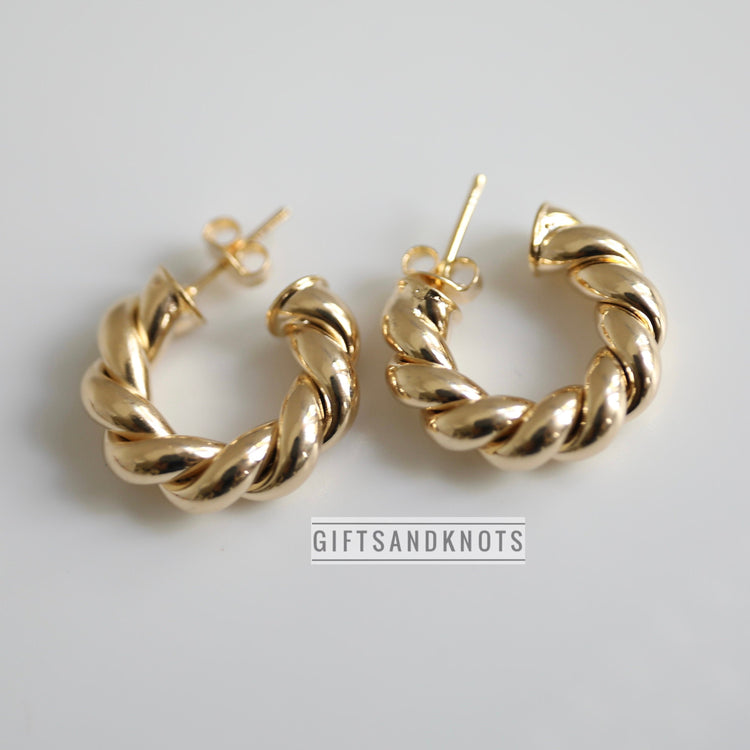 Gold Plated Twisted Small Hoop Earrings
