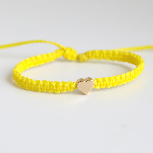 Yellow Ribbon Awareness Gold Heart Bracelet
