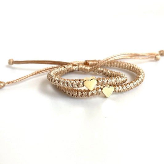 Braided Gold Heart Gold Mommy and Me Bracelet Set