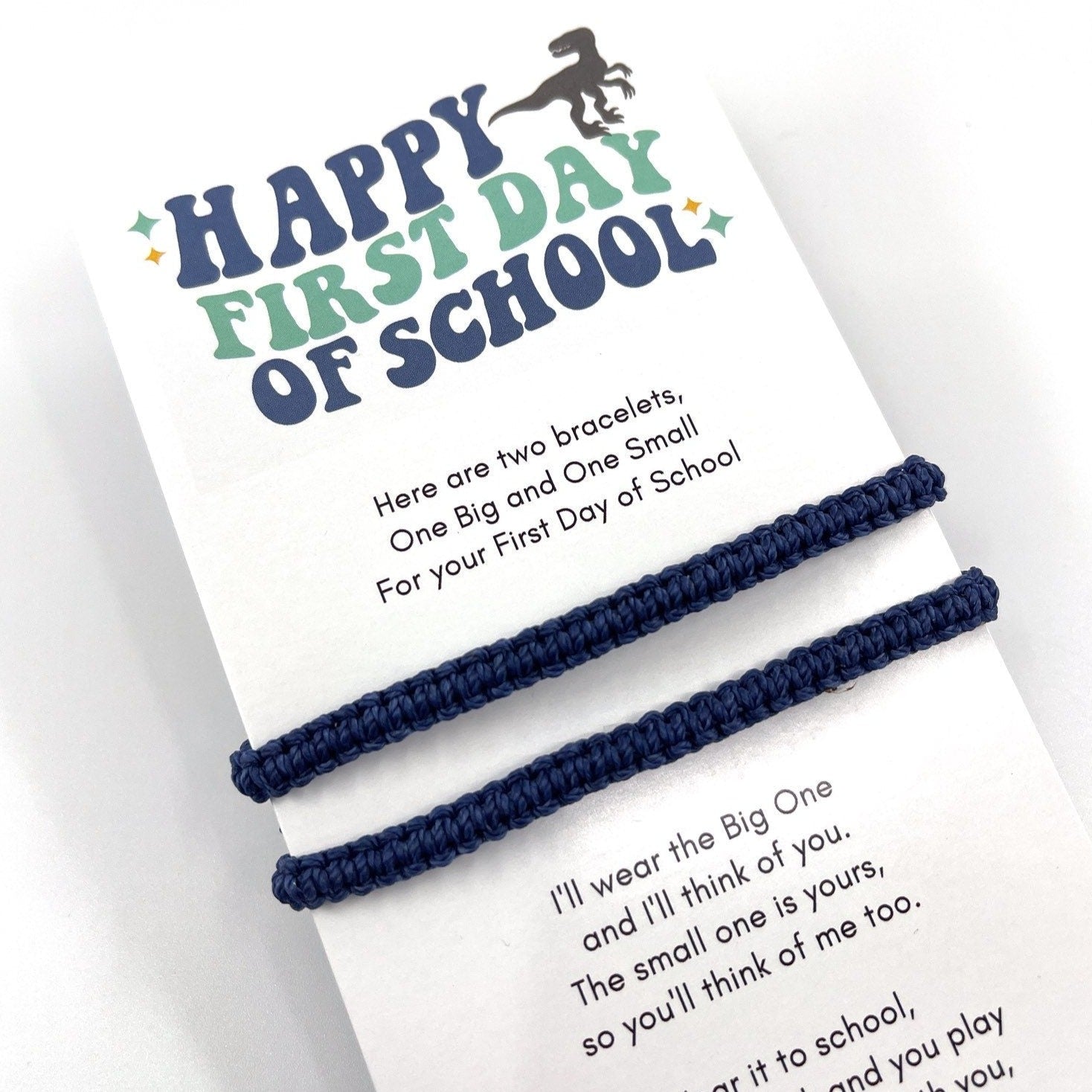 Mommy and Me Blue Macrame Matching Bracelets, First Day of School