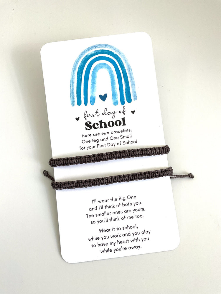 First Day of School Mommy and Me Gray Macrame Matching Bracelets